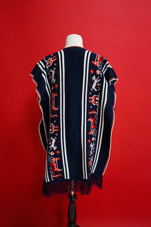 Wizards in Winter Vintage Navy Blue Poncho